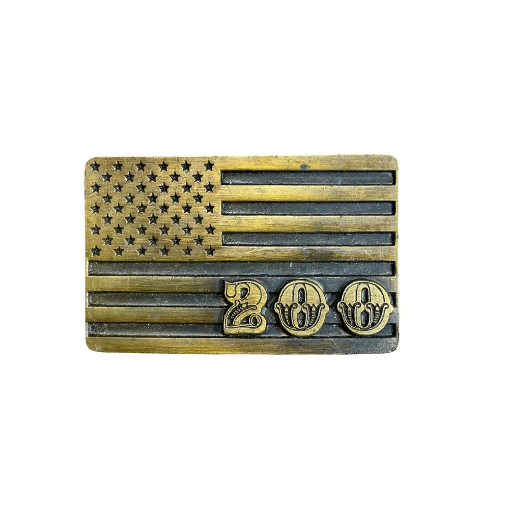 Vintage Al Dez Denver American Flag 200 Bicentennial Belt Buckle Brass Tone